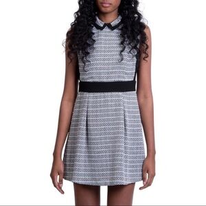 BCBGeneration Tweed Collared‎ Lace Inset Dress 10
